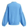 thumbnail image 5 of Womens Long Sleeve Shirts Helii Loose Linen Blouse Puff Sleeve Round Neck Shirt Travel Vacation Outfit Casual Lightweight Top for Summer Fall | 2XL Size, 5 of 5