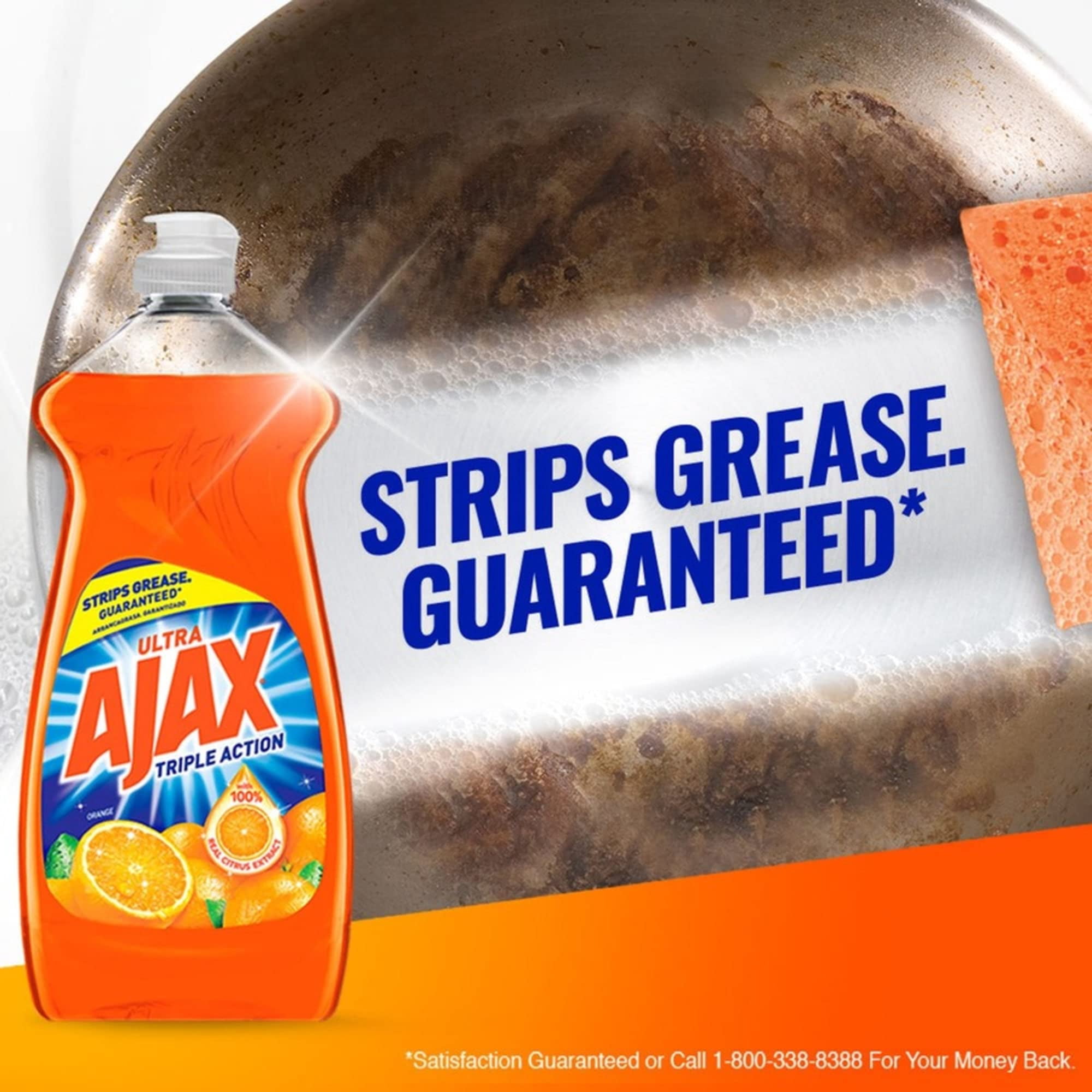 (9 pack) Ajax Ultra Triple Action Dishwashing Liquid Dish Soap, Orange Scent, 28 Fluid Ounce