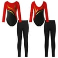 thumbnail image 2 of iiniim Kids Girls Gymnastics Dance Long Sleeve Leotard Jumpsuit with Leggings Pants Activewear Red&Black 8, 2 of 7