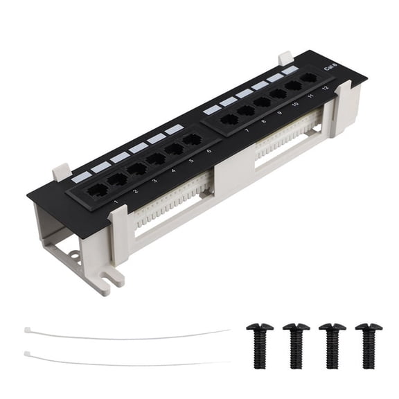 Network Tool Kit 12 Port CAT6 Patch Panel RJ45 Networking Wall Mount Rack with Bracket