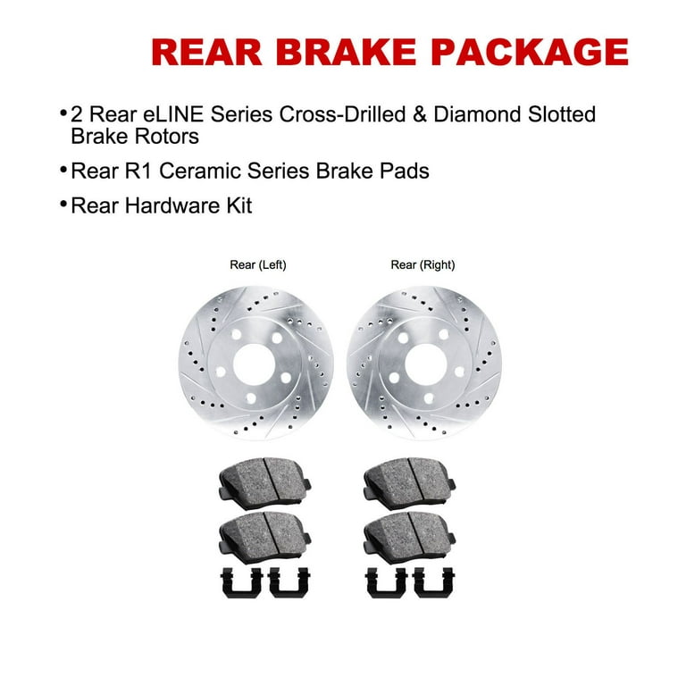 R1 Concepts Rear Brakes and Rotors Kit |Rear Brake Pads| Brake