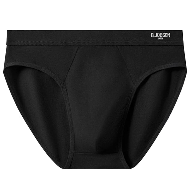 Briefs for Men, Breathable Polyester Fabric with Spandex Stretch, Seamless Design, Soft Elastic Waistband, Solid Black Color, Size L