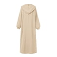 thumbnail image 5 of Women's Long Sleeve Hooded Dress - Drawstring, V Neck, Loose Fit - Spring Autumn Casual Wear, 5 of 5