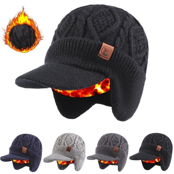Sentmoon Caps for Men Women's Baseball Caps Winter Hat with Ear Protection Unisex One Size with Thick Warm Lining Wind and Cold with Visor and Ear Flaps Outdoor