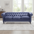 thumbnail image 2 of Chesterfield 3 Seaters Faux Leather Sofa, Upholstered Button Tufted Couch with Nailhead Trim Square Arms Removable Cushions and Solid Wood Legs, for Living Room Office Apartment, 2 of 9