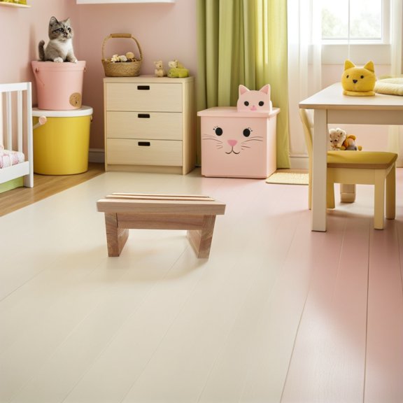 ETHZZLE Light Yellow Wooden Step Stool, Compact Design, Easy to Carry and Store