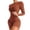 Brown, variant on HBFAGFB Long Sleeve Jumpsuit for Women Bottoming Shorts Slim Knitted Sports Yoga Rompers Brown Size L
