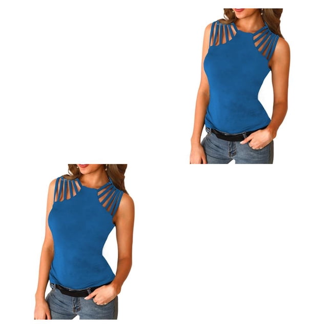 sweethay Chaleco Casual apretado Color sólido cintura alta Tanktop playa vacaciones baile sin mangas camisa adolescentes verano Top ropa Type1 NO1 sweethay CBP584398