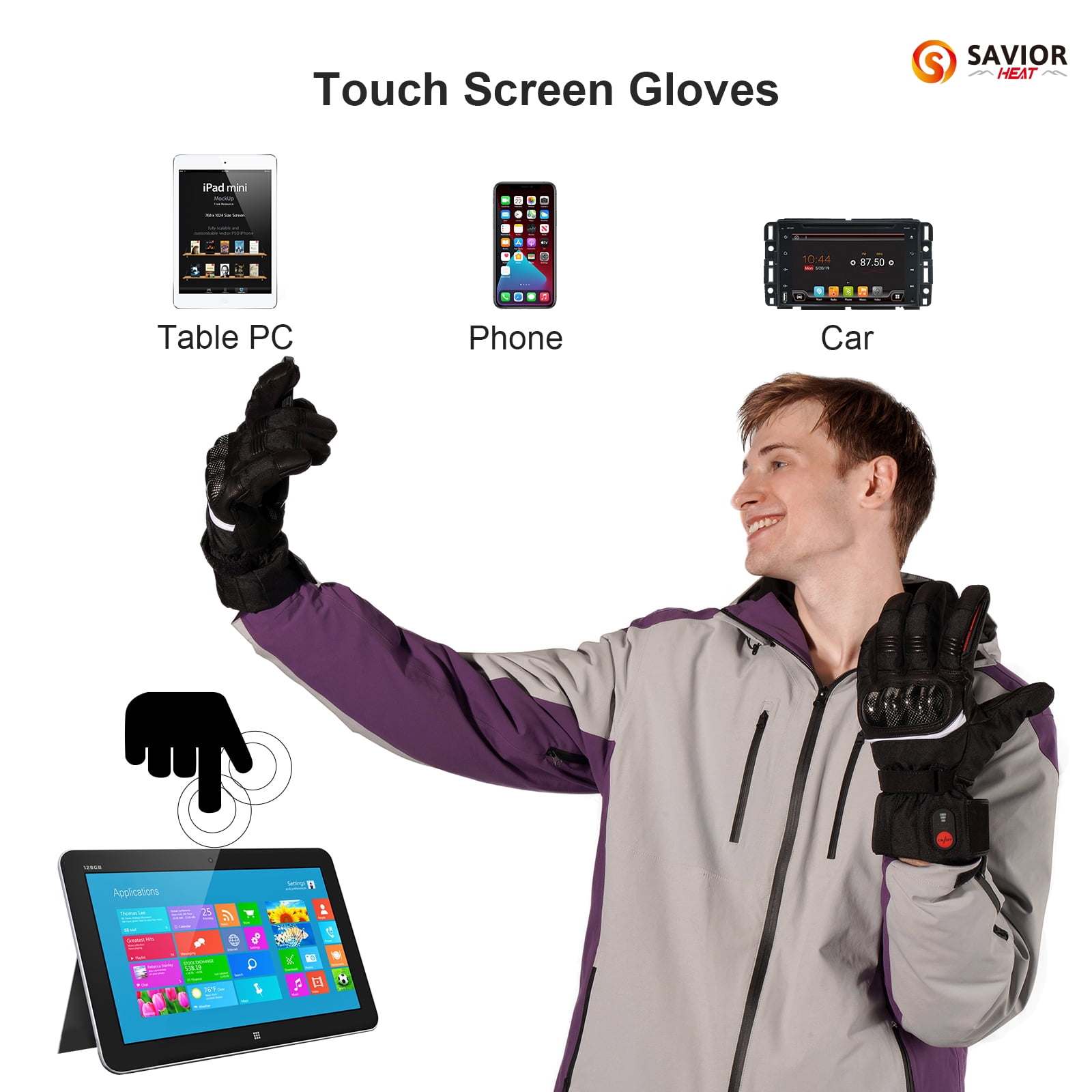 SAVIOR Heated Gloves With Battery,7.4v 2200mah Rechargeable Heated Gloves Skiing and Snowboarding Gloves (Black)