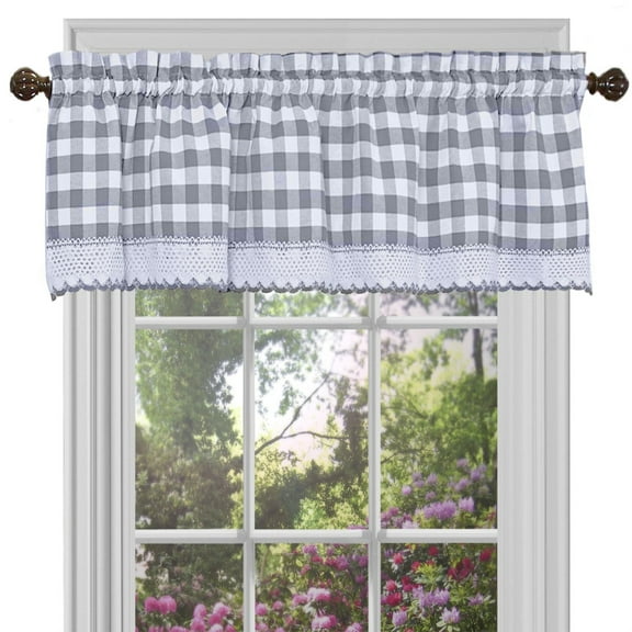 Ergode Buffalo Check Window Curtain Valance - 58x14 - Grey