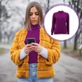 thumbnail image 2 of 1 PC Women Base Shirt Camisa de lana de manga larga Ropa de punto femenina para otoño invierno, 2 of 6
