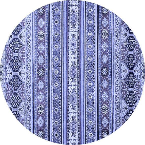 Ahgly Company Indoor Round Abstract Blue Modern Area Rugs, 3' Round