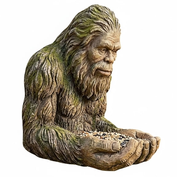Resin Waterproof Tree-Hanging Outdoor Sculpture Bird Feeder, Bigfoot Shape, with Hidden Keyhole Hook, Backyard Garden Art Decoration, Suitable for Outdoor Backyard, Terrace and Porch (Sasquatch)