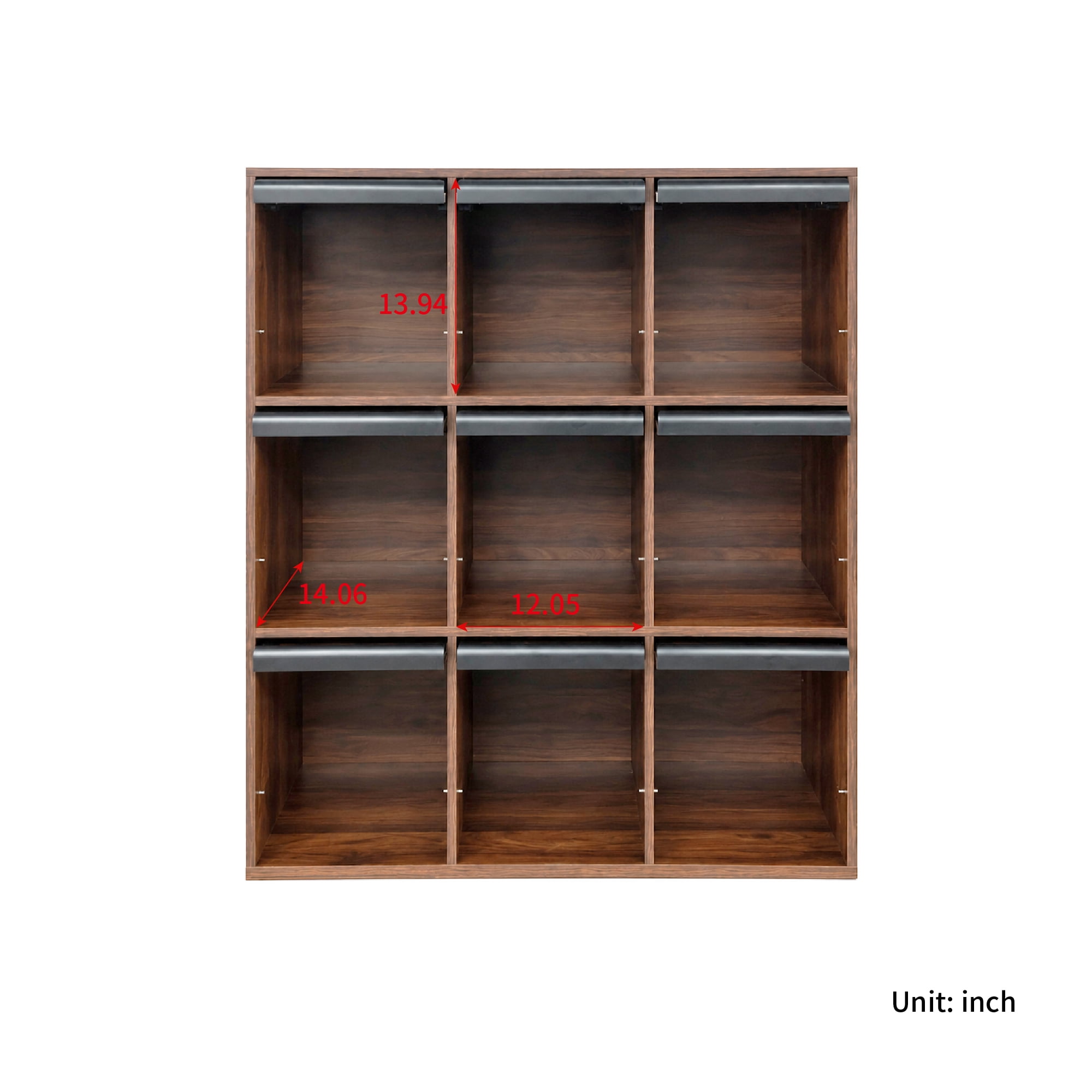 3×3 Cubby Cube Storage Bookcase with Flip Doors, Nine Compartment Cube Organizer Cabinet, Freestanding Display Bookshelf for Living Room Bedroom Office