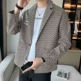 thumbnail image 3 of Trajes y blazers de tweed para hombre, chaqueta corta de fiesta recortada para hombre, abrigos sencillos con botonadura nueva, de alta calidad, estilo coreano original, 3 of 5
