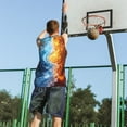 thumbnail image 5 of Sikiie Red And Blue Flame Waves Basketball Jersey Reversible Men's Mesh Athletic Sports Shirts Training Practice S-4XLLarge, 5 of 6