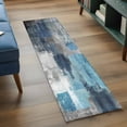 thumbnail image 4 of Blue Grey Large Area Rugs for Bedroom Living Room, Soft Non Slip Carpet Bedside Rug, Modern Oil Painted Abstract Art Aesthetics Rectangular Floor Cover Kitchen Accent Rug 2'x6' for Dining Room/Office, 4 of 9