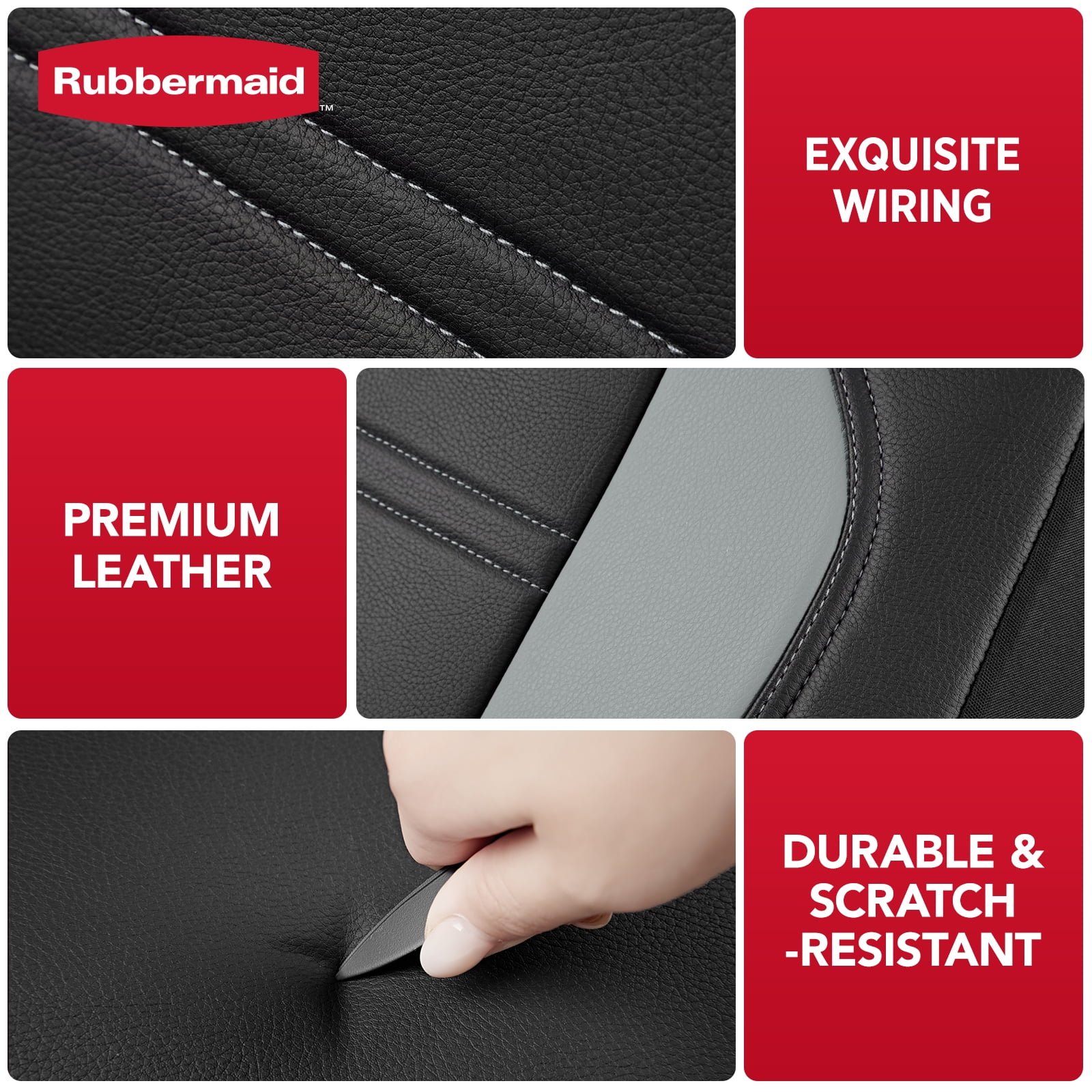 Rubbermaid Leather Car Seat,Sport-Style Car Seat Cover,Breathable,Easy to Clean,Universal Fit for Cars,Trucks and SUVs Gray