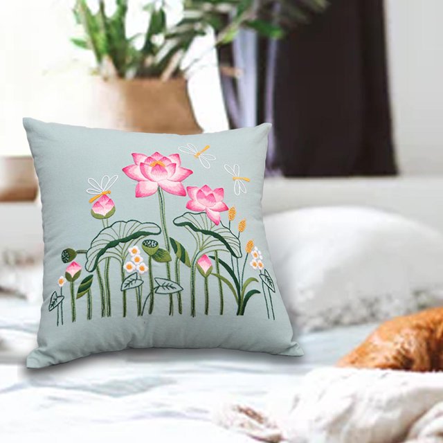 Matsuzay Embroidery Pillow Covers Kit DIY Crafts Kits Stitch for Beginners Artesanía Estilo A