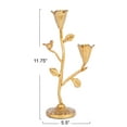thumbnail image 3 of Creative Co-Op Tall Hand-Forged Cast Iron Candelabra with Flowers and Bird, Gold, 3 of 5