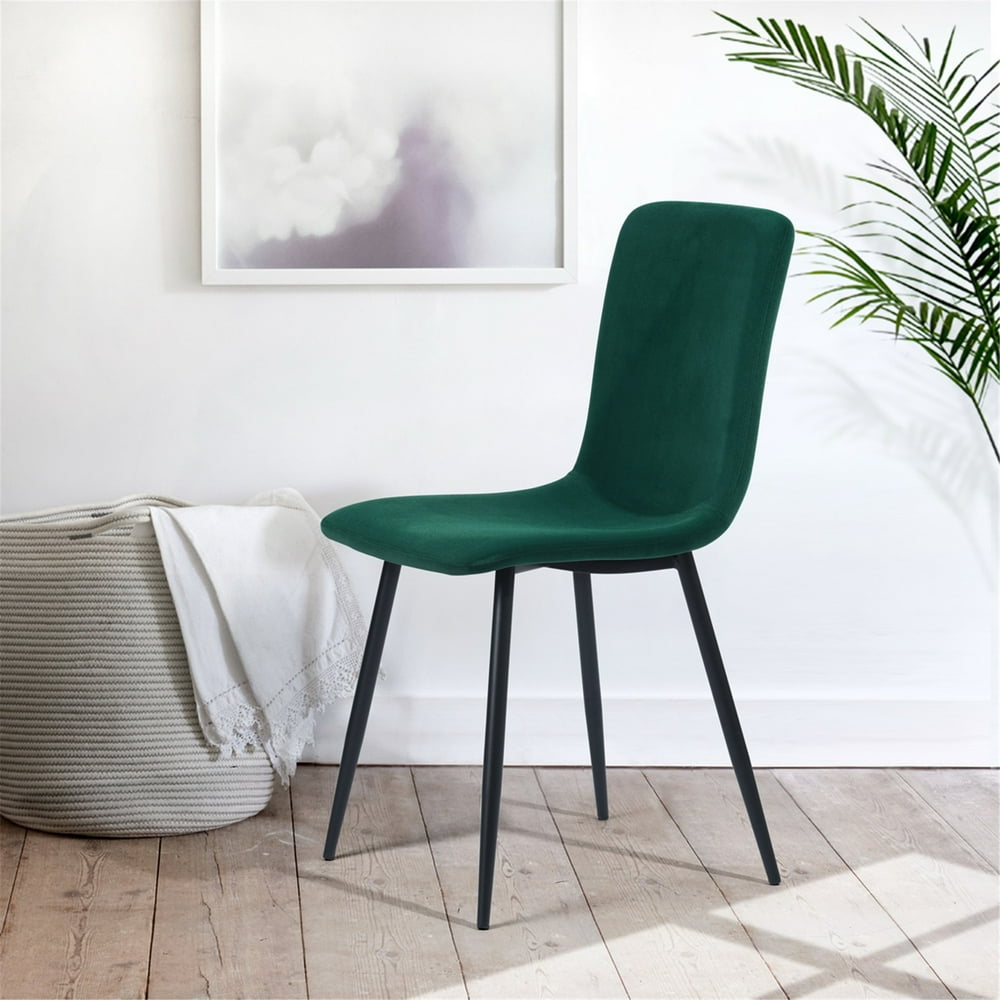Green Velvet Dining Chairs FurnitureR Velvet Upholstered Dining Chair Set of 4, Green - Walmart