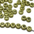 thumbnail image 2 of U8MO 250 Assorted Gold Metallic Acrylic Alphabet Letter Coin Beads 4X7mm(0.16"X0.28"), 2 of 7
