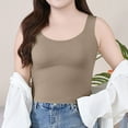 thumbnail image 4 of Gfyviroh Tank Tops for Women Seamless Plus Size Chest Padded Undershirts Crewneck Sleeveless Pleated Loungewear Tops, 4 of 9