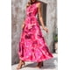 thumbnail image 3 of Vestido maxi floral de un solo hombro para mujer PRETTYGARDEN en rojo rosa, 3 of 6
