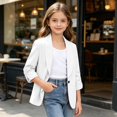 thumbnail image 2 of CPNG Girls' Cropped Blazer Casual and Elegant Loose Suit Jacket Kids School Uniform Lightweight Slim Fit Jacket, 2 of 9