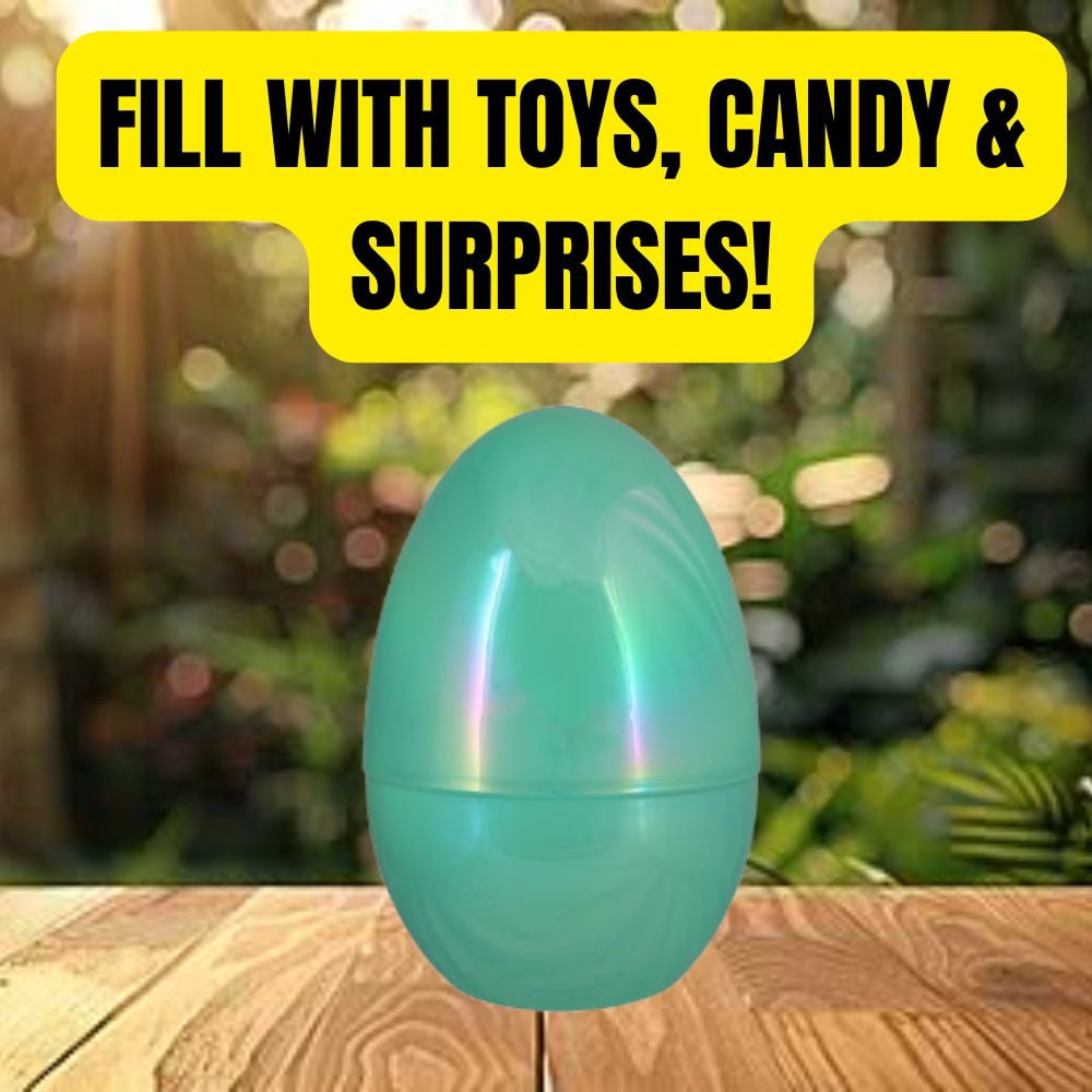 Greenbrier International Iridescent Jumbo Plastic Easter Egg 12 Inch, Reusable Fillable Egg for Hunts, Baskets & Crafts with BONUS LaPrima Morceau Bonbon