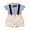 Blue+Beige, variant on Baby Boys Gentleman Outfits Suits, Infant Short Sleeve Shirt+Bib Pants+Bow Tie Overalls Clothes Set