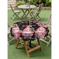 thumbnail image 4 of Outdoor Tablecloth with Umbrella Hole for Patio/Picnic/Party/Camping, Galentine's Day Waterproof Table Cloth Round Cover Washable, Gnomes Pink Love Balloon Black Lattice (Dia 60"), 4 of 8