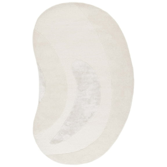 SAFAVIEH Novelty Braxton Solid Area Rug, Ivory/Beige, 6' x 9' Scalloped