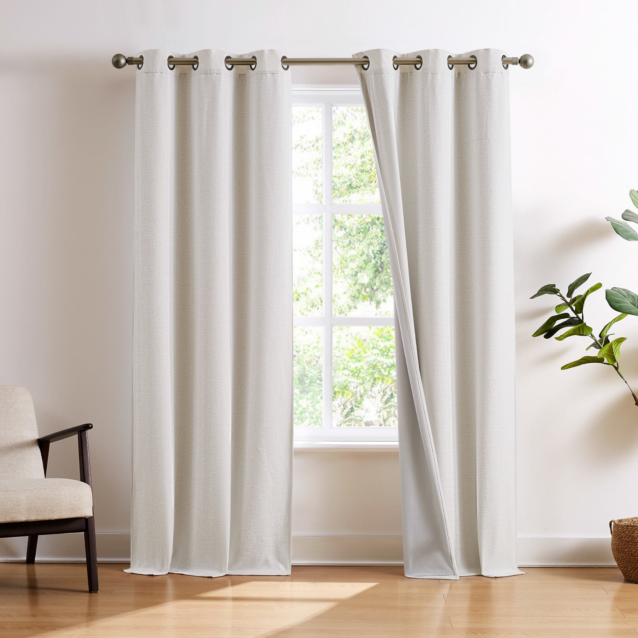 Brookstone Beige Alfred Blackout Grommet 38" W x 84" L Window Curtain Panel Pairs