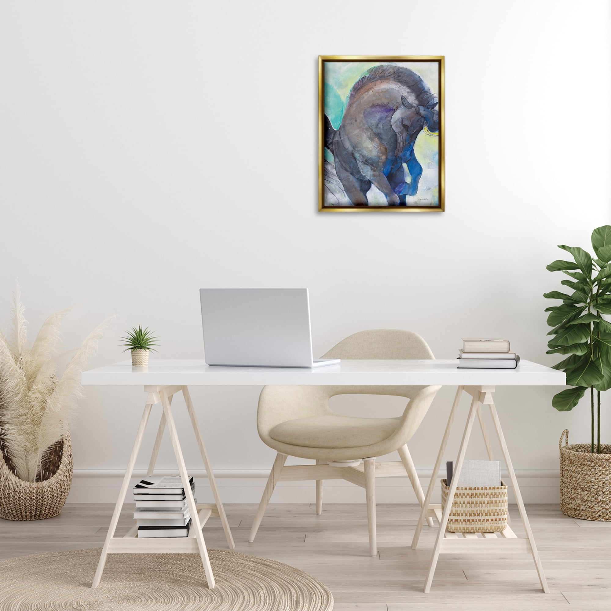 Stupell Industries Royal Splendor Stallion Animals & Insects Painting Gold Floater Framed Canvas Art Print Wall Art, 17 x 21