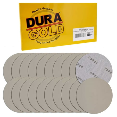 

Dura-Gold Premium 6 Wet or Dry Sanding Discs - 3000 Grit Box of 20 - High-Performance Sandpaper Discs with Hook & Loop Backing Fast Cutting Silicon Carbide Color Sanding Sander Car Auto Polishing