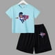 thumbnail image 2 of Conjunto de ropa de verano para niñas y adolescentes, camisetas y pantalones cortos de Anime de lucha para niños y niños, traje de 2 piezas, atuendo informal para niños, chándal, 2 of 5