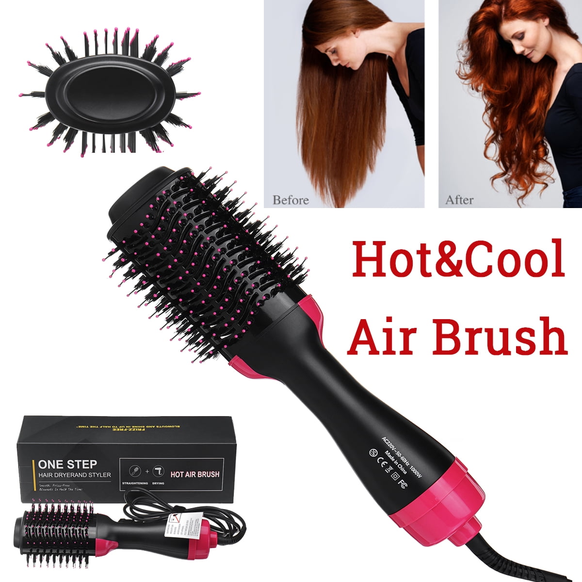 One Step Hot Air Hair Dryer Straightening & Curling Hot Comb Rotating