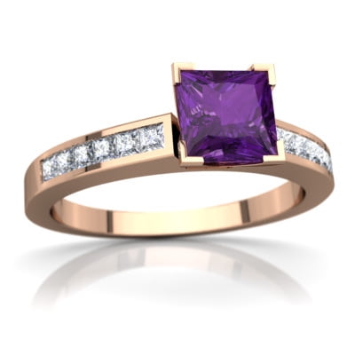 Amethyst Channel Set Ring in 14K Rose Gold by