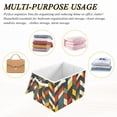 thumbnail image 6 of Yayeee Collapsible Cube Storage Bin with Lid Fabric Closet Decorative Basket with Handles, Red Geometric, 6 of 7