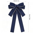 thumbnail image 3 of Lilixerw Woven Ribbon Christmas Bow, Navy Blue Multi Loop Bow With Metallic Edge Trim, 5.11x7.08 Inch, for Tree Wreath Door Stair Mantel Decoration, 3 of 6