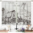 thumbnail image 3 of Country Rustic Farmhouse Cabin Small Kitchen Curtains Rooster Grey White Window Treatment Retro Quotes Windmill Cafe Short Curtains for Bathroom Room Tier Treatment Drapes 27.5x39 inch, 3 of 6