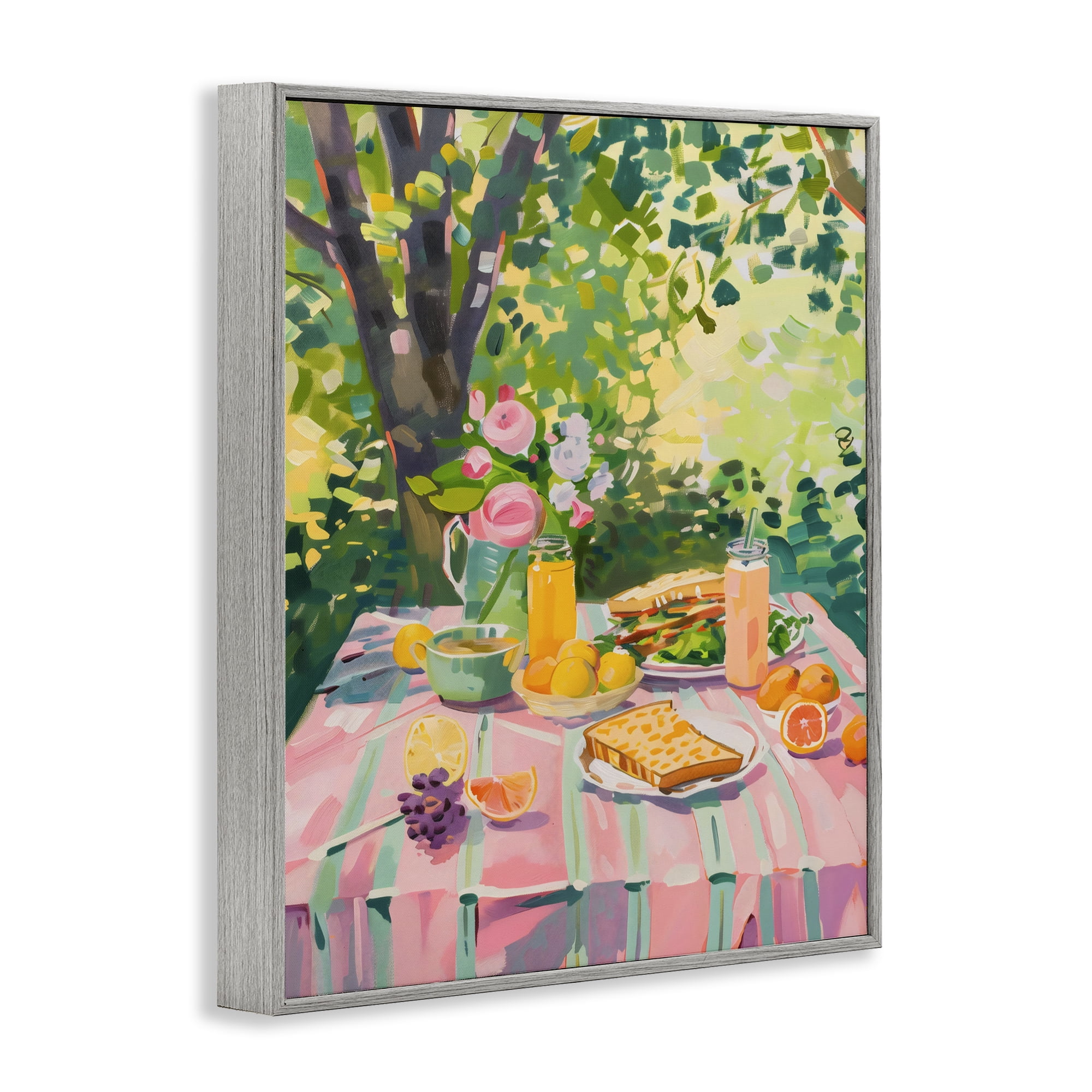 Stupell Industries Breakfast Picnic in Garden Gray Framed Giclee Art, design by The Prints Vibe