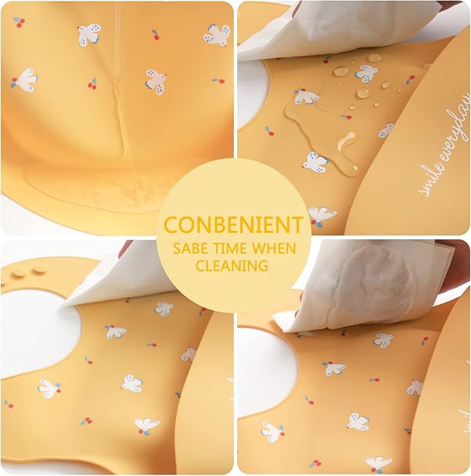 Baby Bibs Silicone Feeding Bibs, Baby Bibs Silicone Bibs 3pcs for Feeding and Adjustable Waterproof Bibs