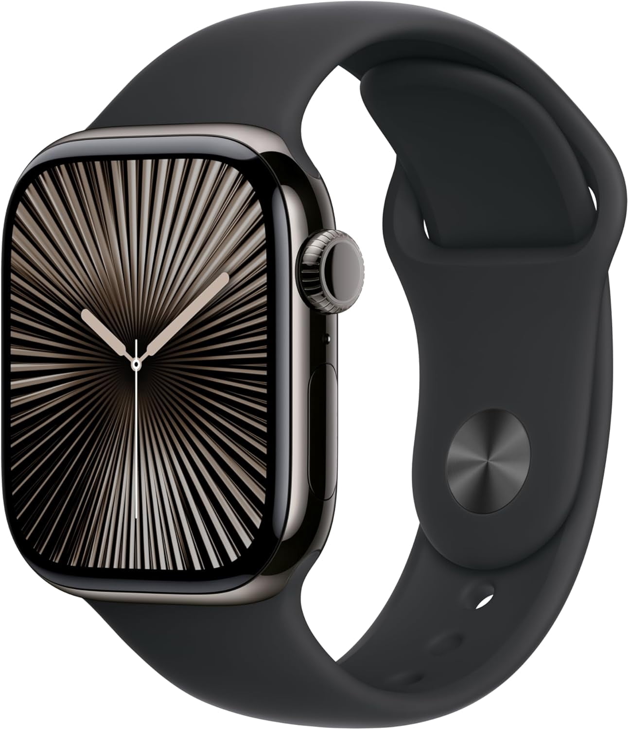 Pre-Owned Apple Watch Series 10 GPS + Cellular 42mm Slate Case with Black Sport Band - S/M - Titanium