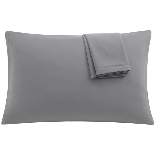 Juego de 2 Fundas de Almohada uxcell Microfibra con Cremallera Gris 51x76cm
