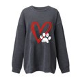 thumbnail image 3 of Bmisegm Sweat à Capuche pour Femmes, Couleur Unie, Imprimé Amour, Épaules Dénudées, Manches Longues, Col Rond, Bleu Foncé TTG, 3 of 3