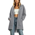 thumbnail image 2 of Stralyhd Women's Zip Up Hoodies Oversized Long Tunic Sweatshirts Casual Long Sleeve 2026 Winter Warm Hoodie Jacket Coat Gray L, 2 of 7