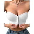 thumbnail image 4 of Deago Wireless Strapless Bras for Women Front Closure Non-Slip Padded Bandeau Bralette Comfort Wavy Edge Tube Top Bra (White, S), 4 of 9
