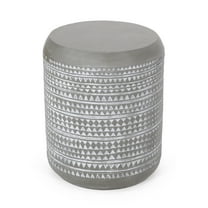Wickson Lightweight Concrete Outdoor Side Table, Concrete Finish and White